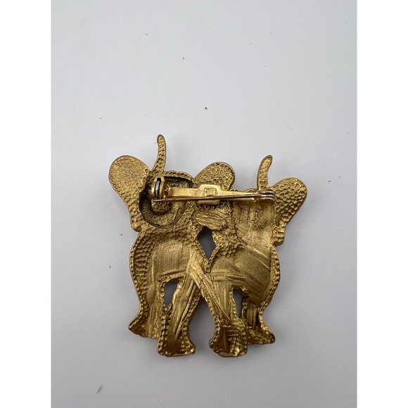 Vintage Women's jewelry Pair of Elephant Trunk Up Pewter Pin Brooch Collectible - Picture 2 of 9